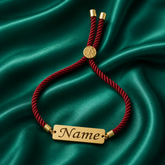 Elegant Marron Thread Rakhi with name.