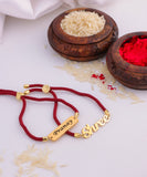 Bhai Bhabhi Name Rakhi Combo with Red Thread