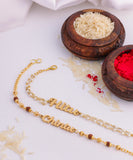 Bhai Bhabhi Name Rakhi Set with Rudraksh and beads