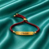 Elegant Marron Thread Rakhi with name.