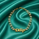 Customized Rakhi With White Pearl chain