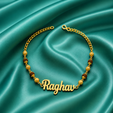 Golden Customized Rakhi With Rudraksha Chain