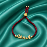 Personalized Rakhi Knotted In Marron Thread