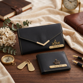 Premium Quality Customized Wallet Combo For Couple | Black Color