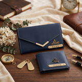 Premium Quality Customized Wallet Combo For Couple | Blue Color