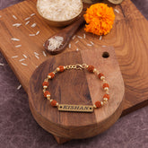 Customized Rakhi With Rudraksha Bracelet