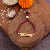 Elegant Marron Thread Rakhi with name.