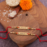 Customized two pc Engraving Rakhi R26