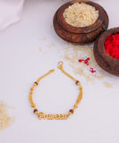 Customized Rakhi With Name And Rudraksh Chain