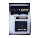 Personalized Wallet, Keychain And Sunglasses Cover Combo | Blue Color