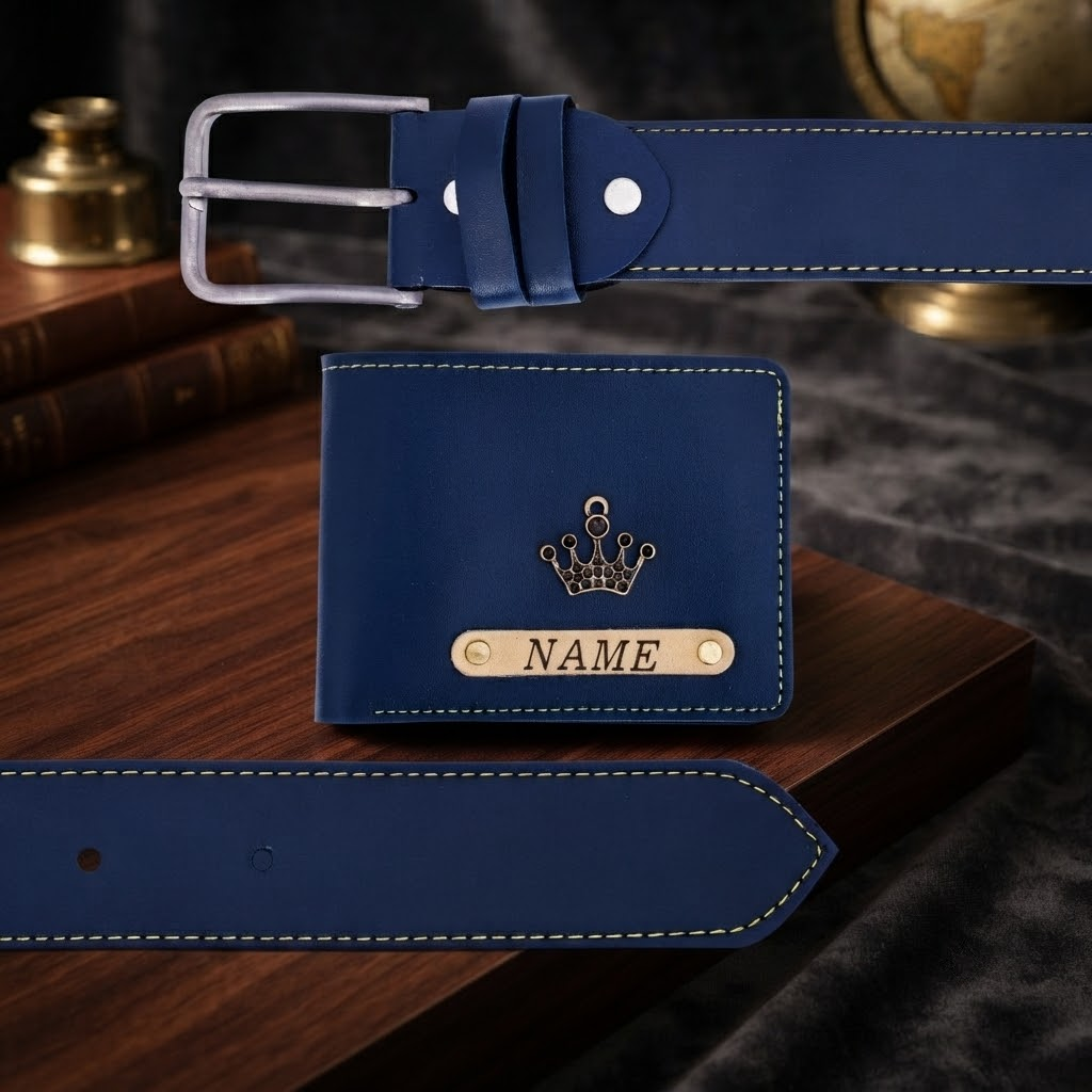 Signature Leather Belt And Wallet Combo For Men