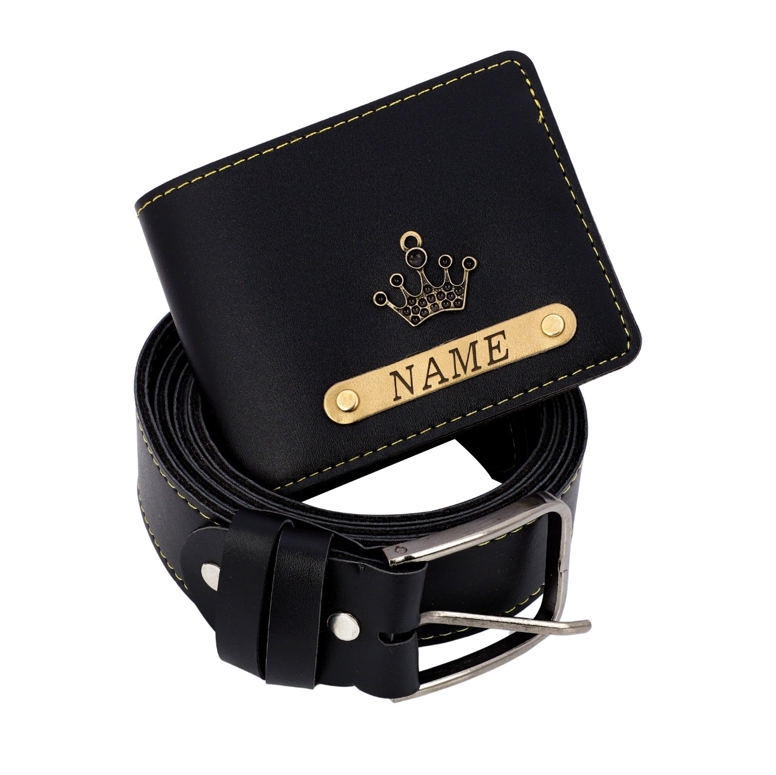 Signature Leather Belt And Wallet Combo For Men | Black Color