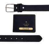 Signature Leather Belt And Wallet Combo For Men | Black Color