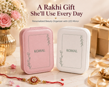 Personalized LED Mirror Jewelry & Makeup Travel Case for Women | Custom Name Organizer Gift for Sister | Raksha Bandhan Gift