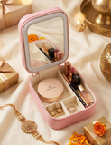 Personalized LED Mirror Jewelry & Makeup Travel Case for Women | Custom Name Organizer Gift for Sister | Raksha Bandhan Gift