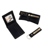 Personalized Wallet, Keychain And Sunglasses Cover Combo | Black Color