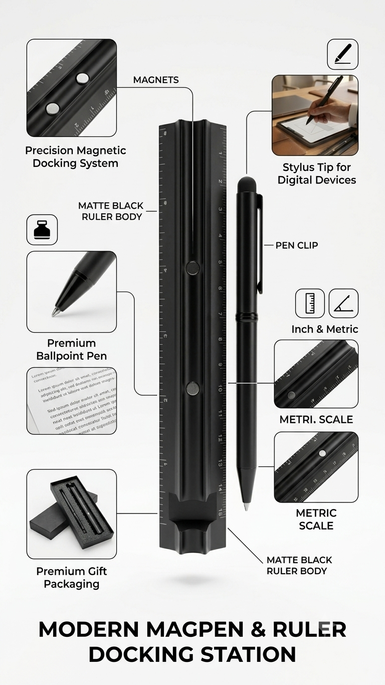 Customized Pen With Scale Combo Gift Set