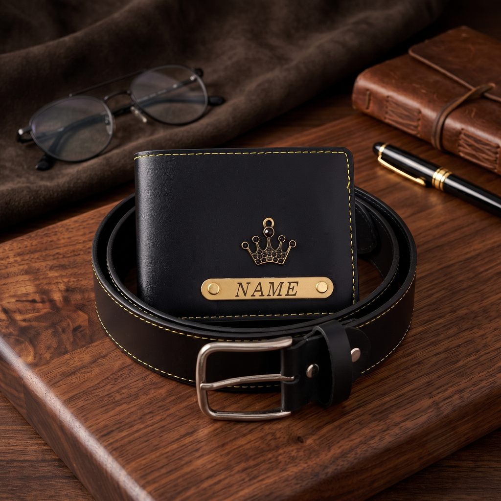 Signature Leather Belt And Wallet Combo For Men