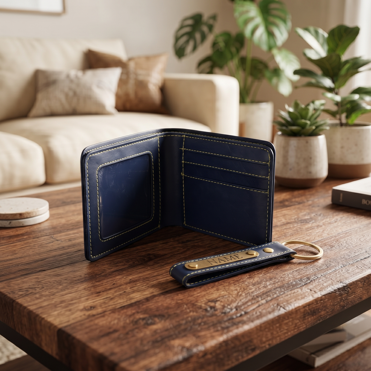 Premium Quality Men's Wallet and Keychain Gift Set