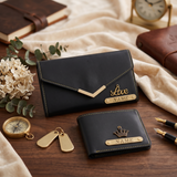 Premium Quality Customized Wallet Combo For Couple | Black Color