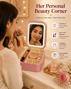 Personalized LED Mirror Jewelry and Makeup Kit Box For Girls.