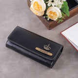 Customized Women's Flip Wallet With Name | Black