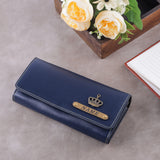 Customized Women's Flip Wallet With Name | Blue