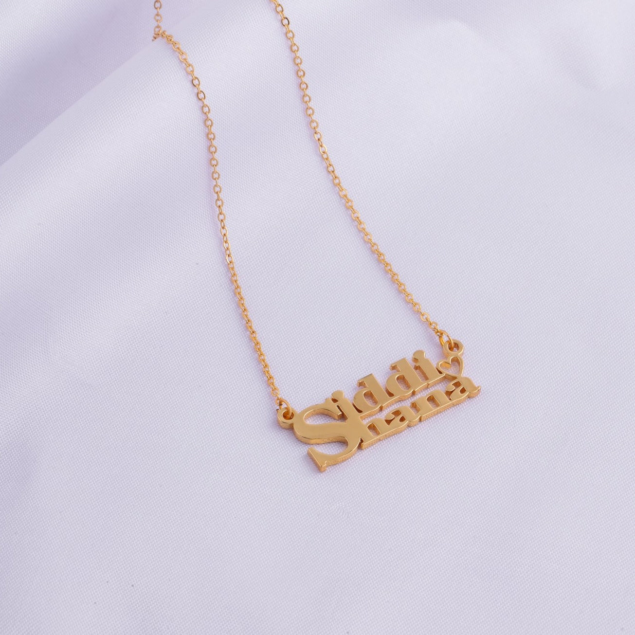 Sophisticated Dual Name Necklace With Heart