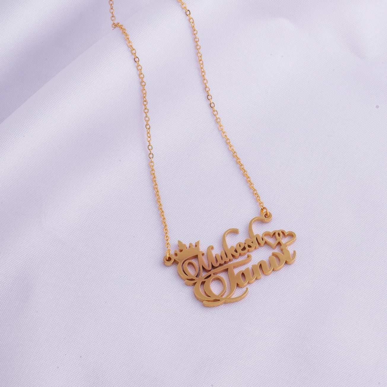 Graceful Double Name Pendant Necklace