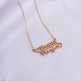 Stylish Double Name Pendant With Connected Hearts