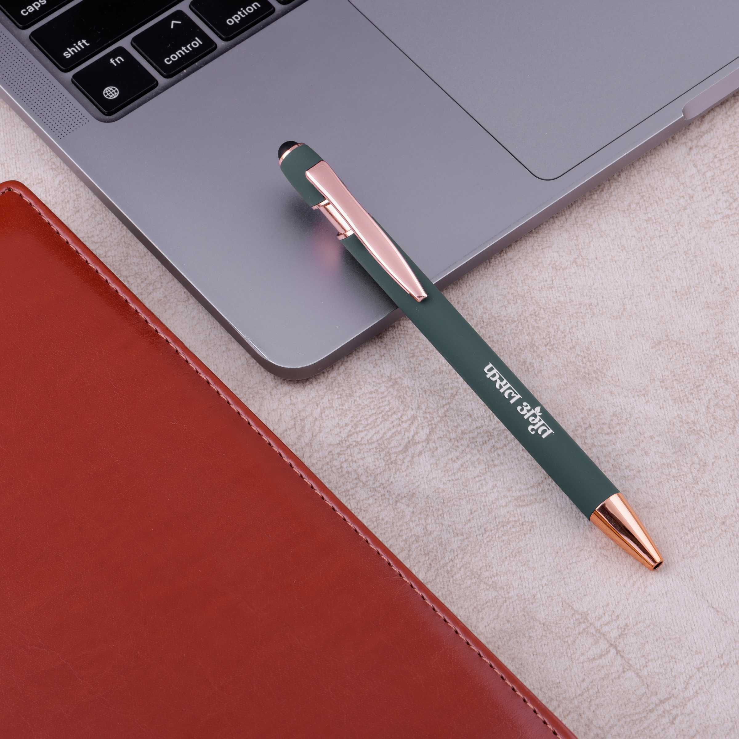 Customized Matte Green Pen with Stylus