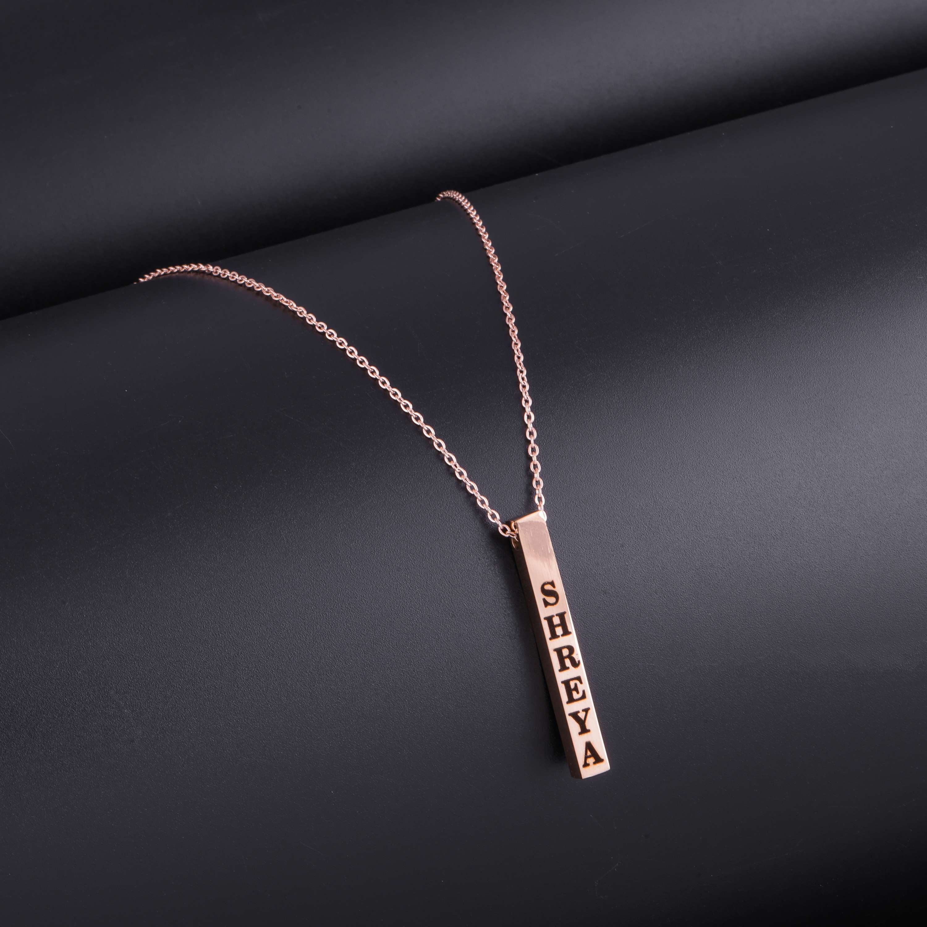 Customized Rose Gold Bar Pendant