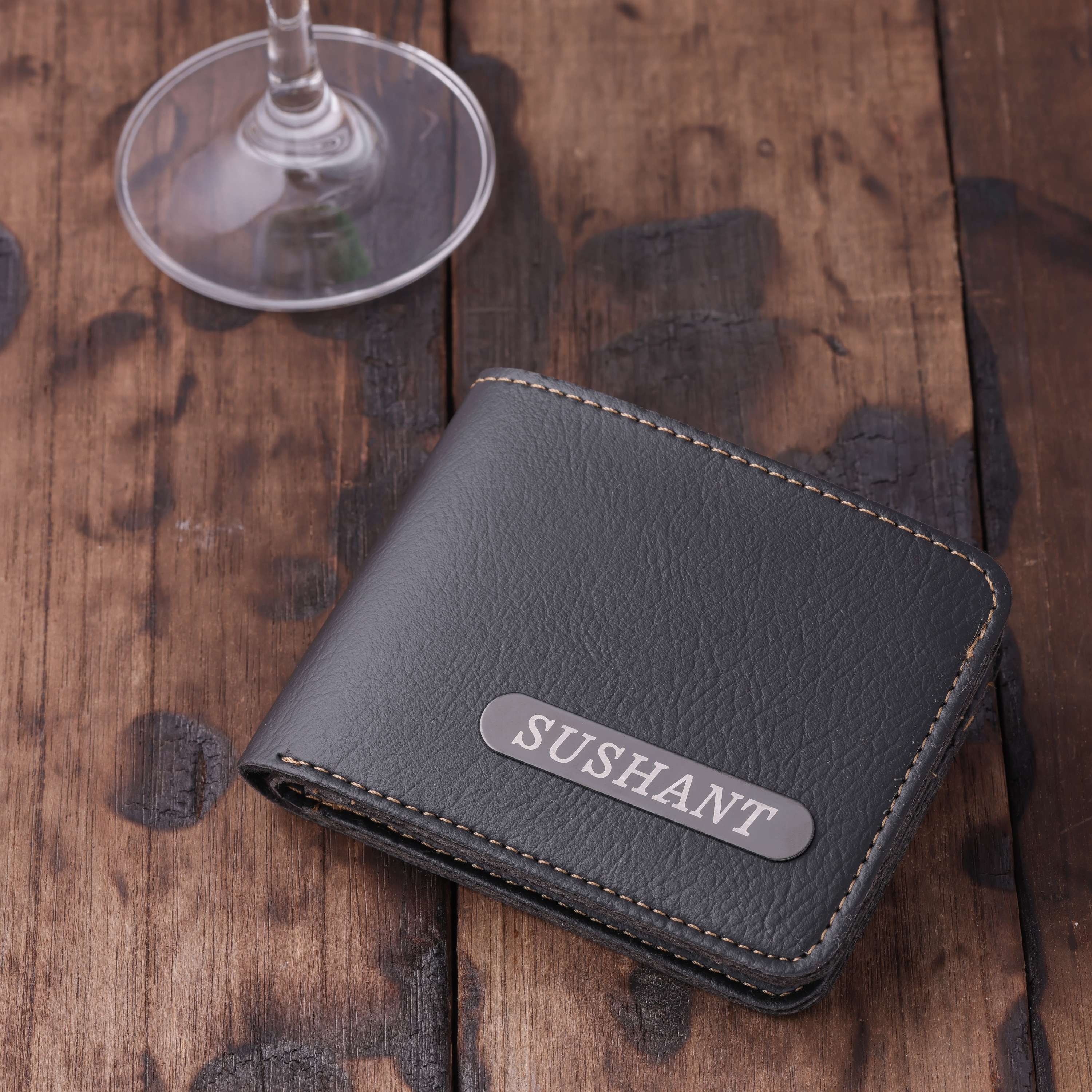 Casual Black Wallet For Men With Name