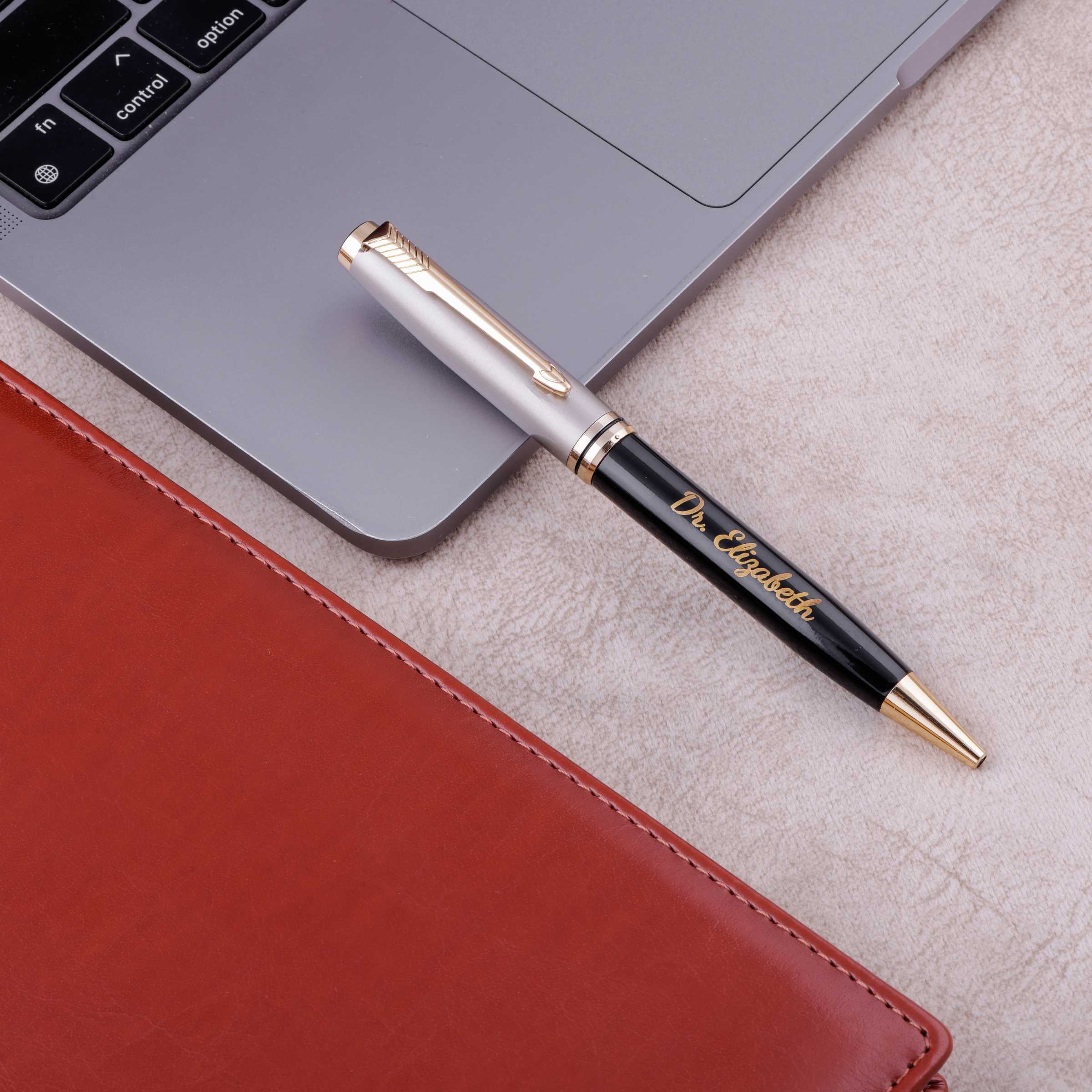 Dual Tone Personalized Pen With Golden Clip