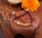 Personalized Rakhi Knotted In Marron Thread