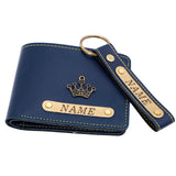 Premium Quality Men's Wallet and Keychain Gift Set | Blue Color