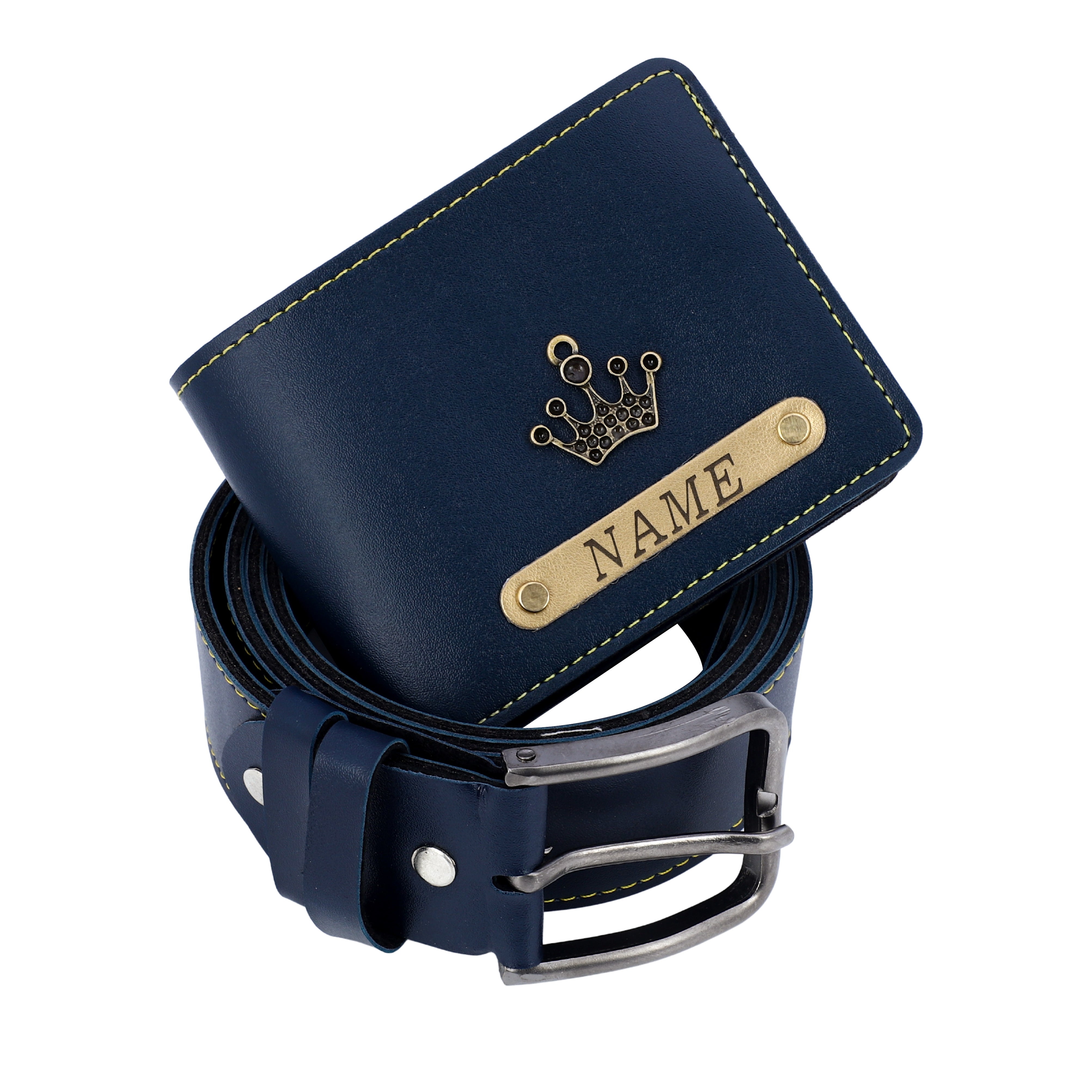 Signature Leather Belt And Wallet Combo For Men | Blue Color