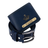 Signature Leather Belt And Wallet Combo For Men | Blue Color