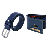 Signature Leather Belt And Wallet Combo For Men | Blue Color