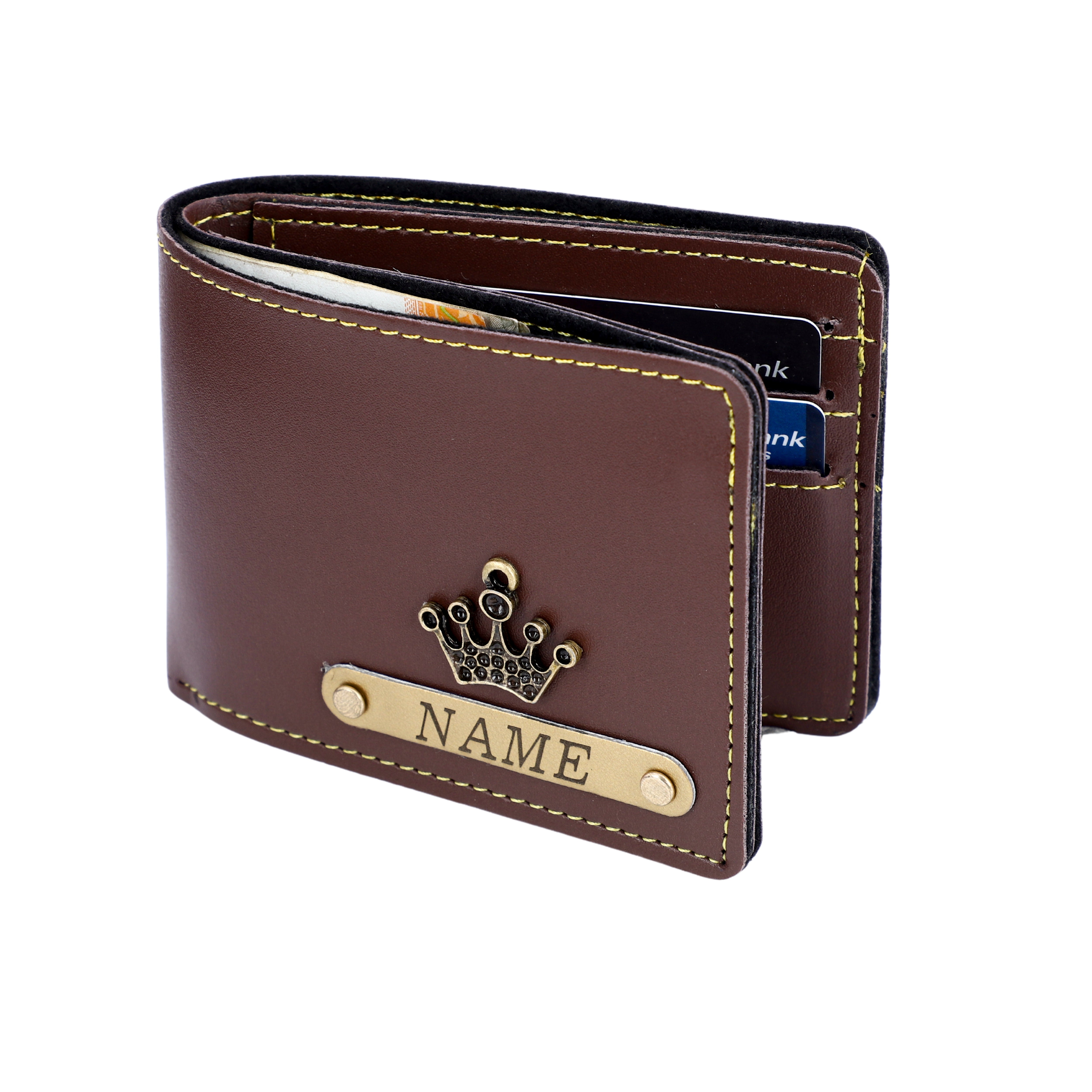 Brown Wallet For Men With Name And Charm