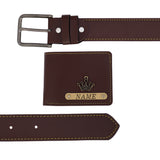 Signature Leather Belt And Wallet Combo For Men | Brown Color