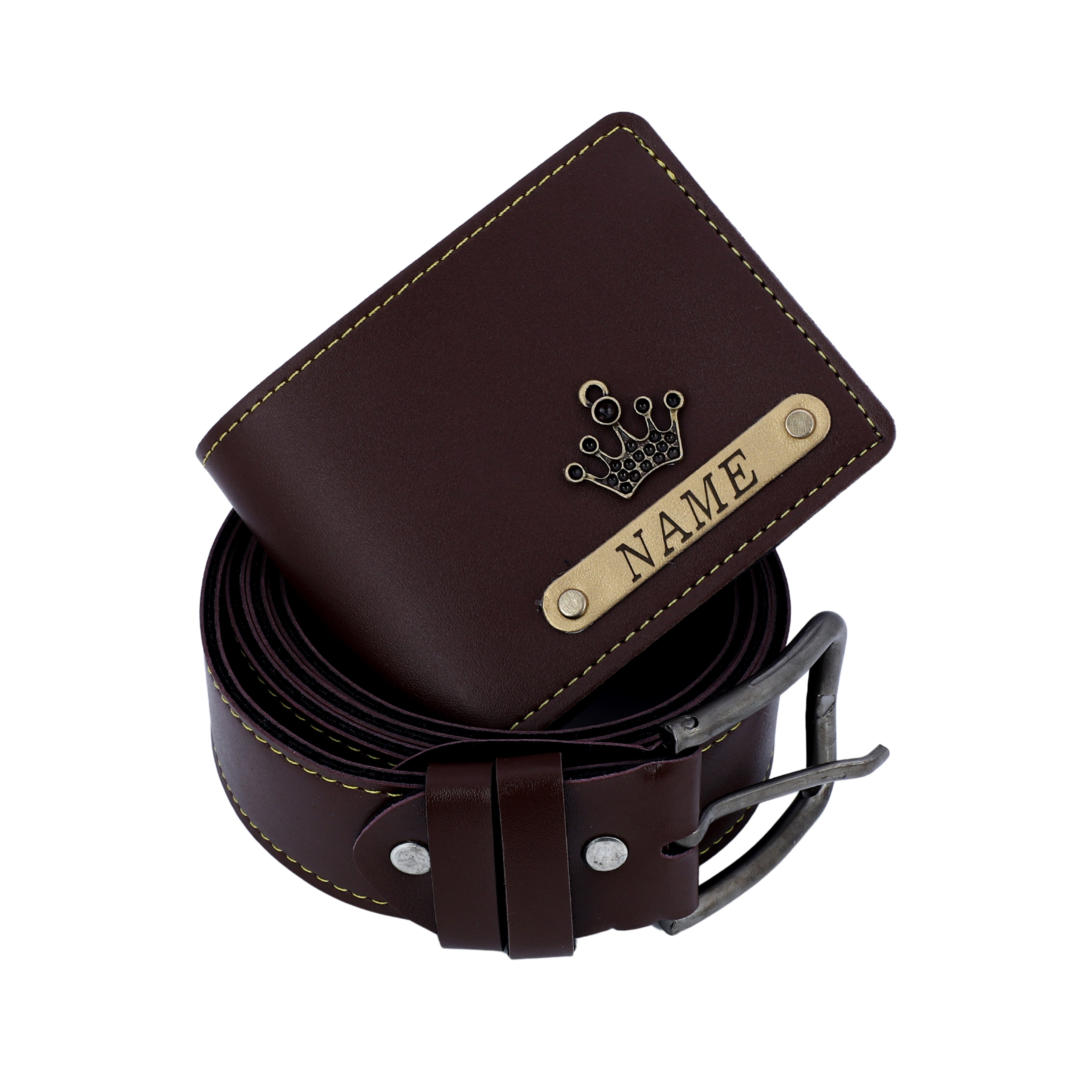 Signature Leather Belt And Wallet Combo For Men | Brown Color