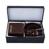 Signature Leather Belt And Wallet Combo For Men | Brown Color