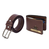 Signature Leather Belt And Wallet Combo For Men | Brown Color