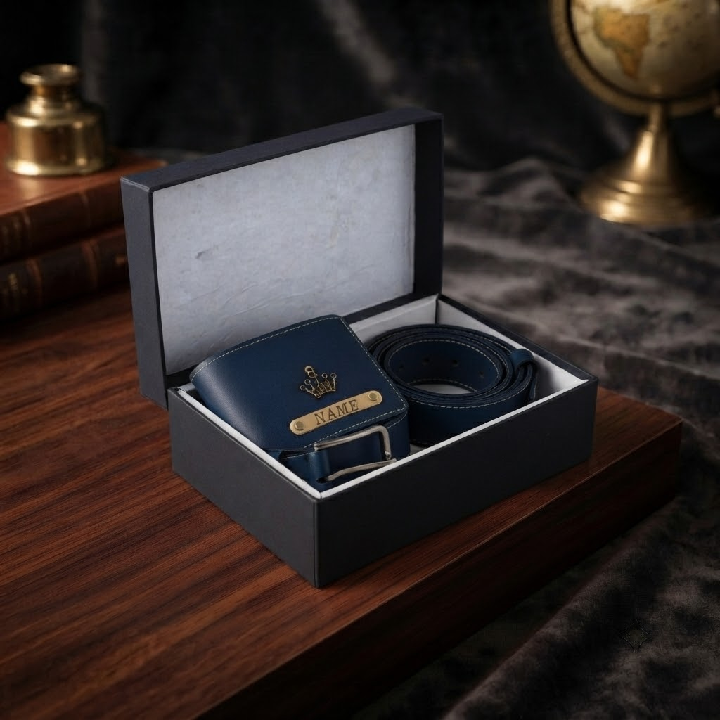 Signature Leather Belt And Wallet Combo For Men