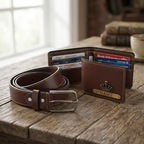 Signature Leather Belt And Wallet Combo For Men