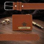Signature Leather Belt And Wallet Combo For Men