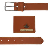 Signature Leather Belt And Wallet Combo For Men | Tan Color