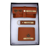 Personalized Wallet, Keychain And Sunglasses Cover Combo | Tan Color