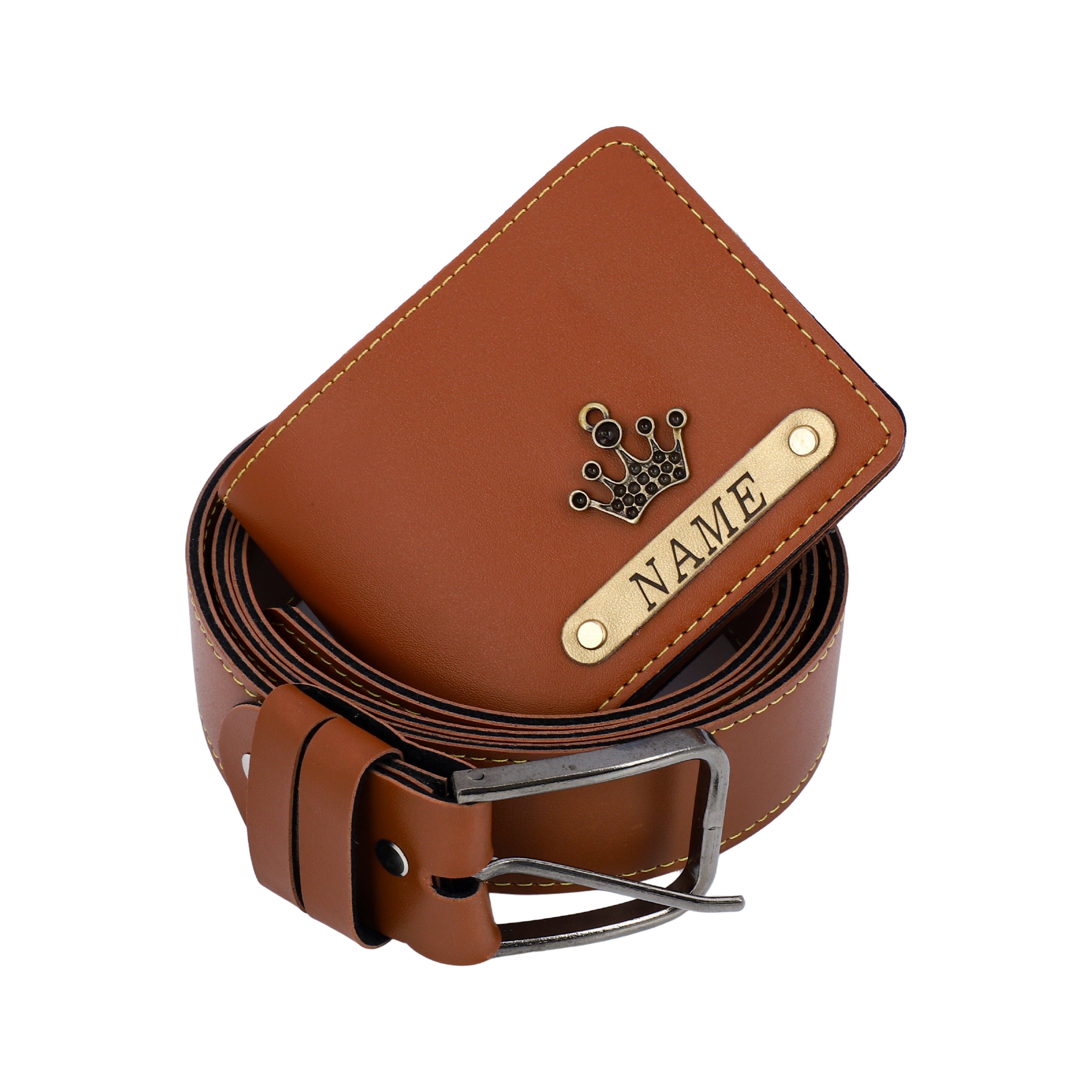 Signature Leather Belt And Wallet Combo For Men | Tan Color